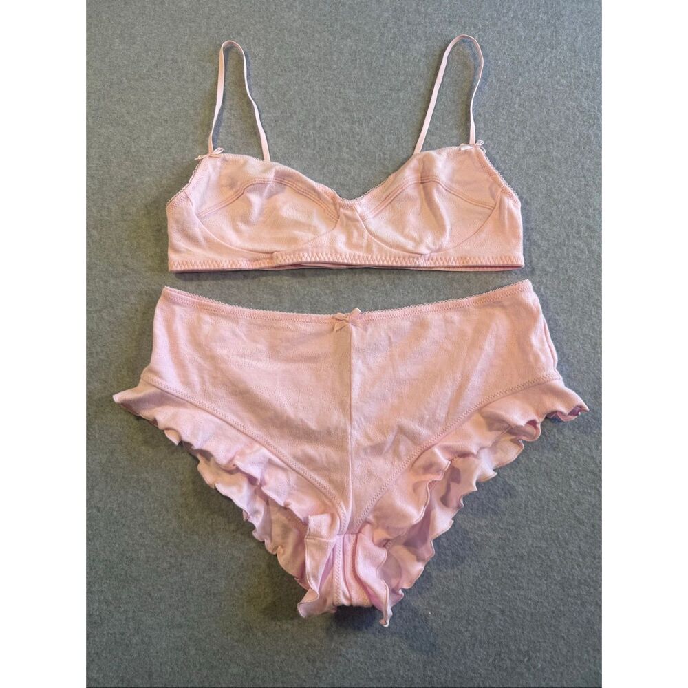 SKIMS baby pink coquette matching bra set large